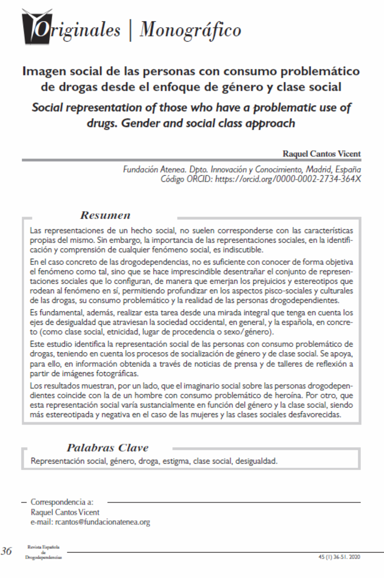 Cantos, Raquel: Imagen social de las personas con consumo problemático de drogas desde el enfoque de género y clase social