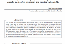Tarancón Gómez, Pilar: Análisis de la legislación con perspectiva de género: aspectos jurídicos de la relación uso o abuso de drogas, violencia y género en delitos sexuales por sumisión y vulnerabilidad química