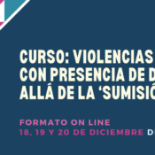 Curso ON LINE: “Violencias sexuales con presencia de drogas: más allá de la ‘sumisión química’” – 18, 19 y 20/12/23