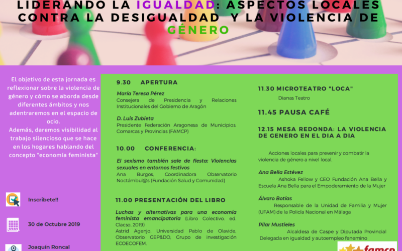 El Observatorio Noctámbul@s de FSC participa en una jornada en Zaragoza en la que se abordará la desigualdad y la violencia de género