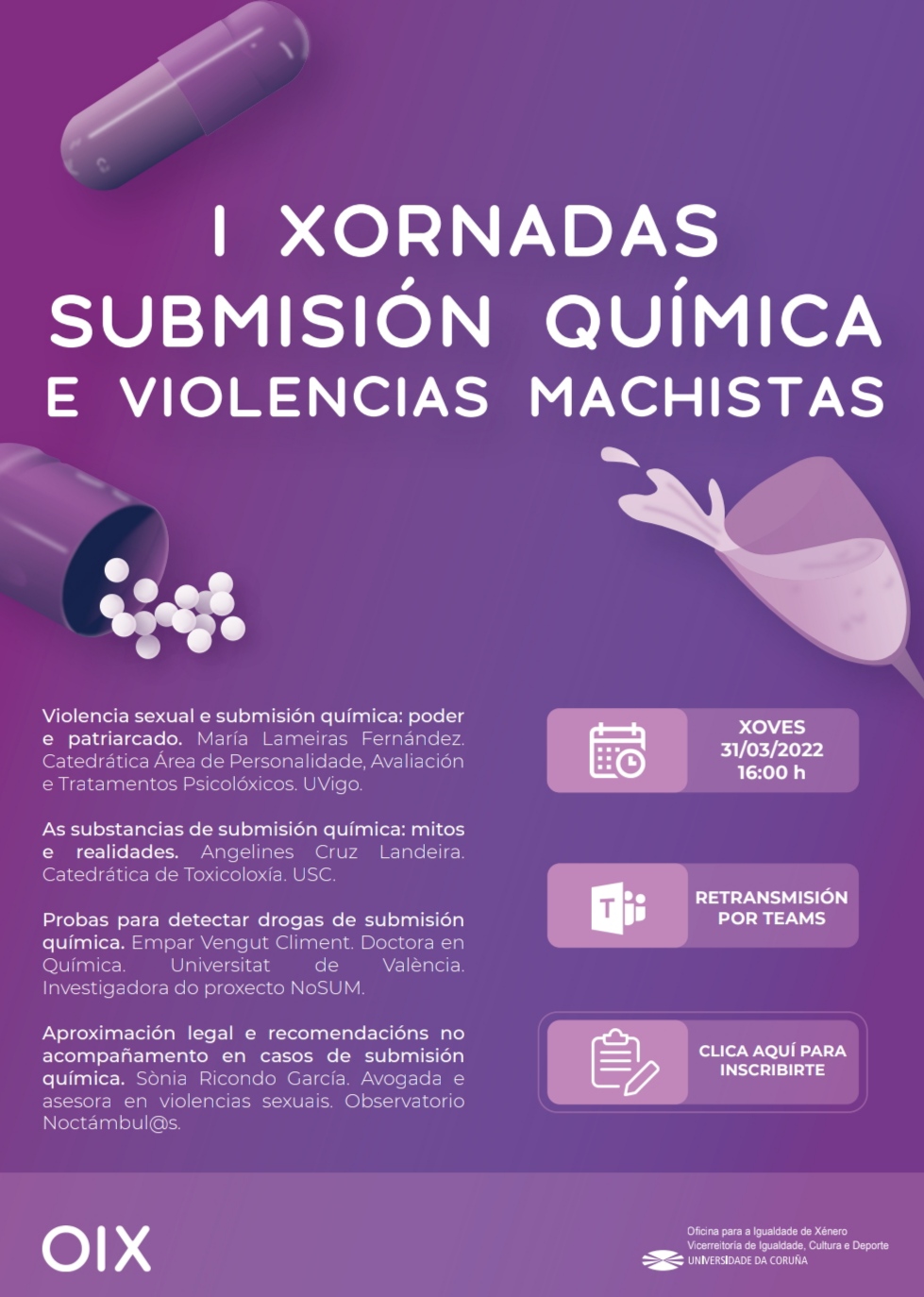 I Xornadas de Submisión Química e Violencias Machistas // On line