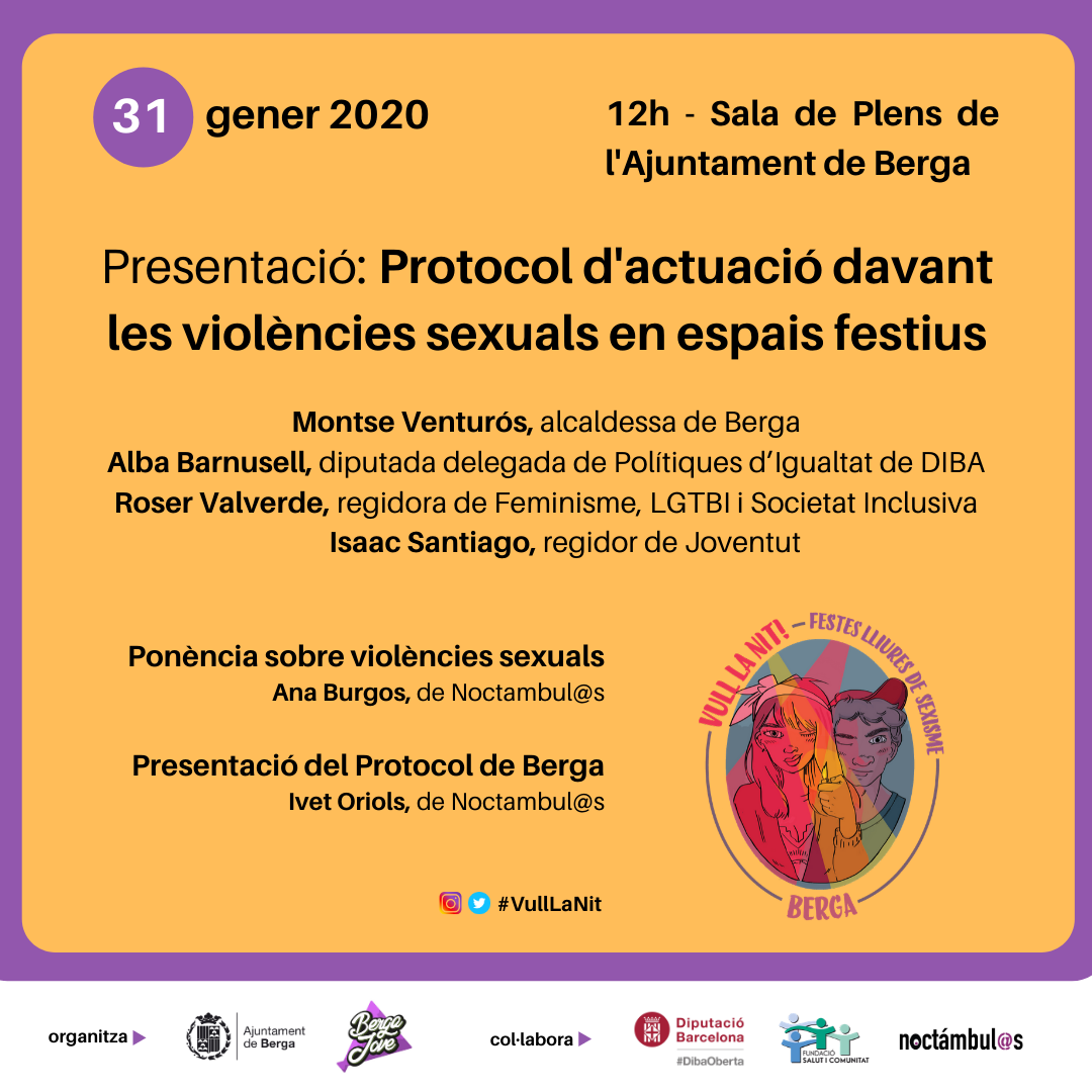 Presentació Protocol d'actuació davant les violències sexuals en espais festius - Berga