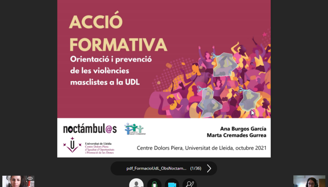 El Observatorio Noctámbul@s de FSC finaliza la formación sobre orientación y prevención de violencias machistas en la Universidad de Lleida