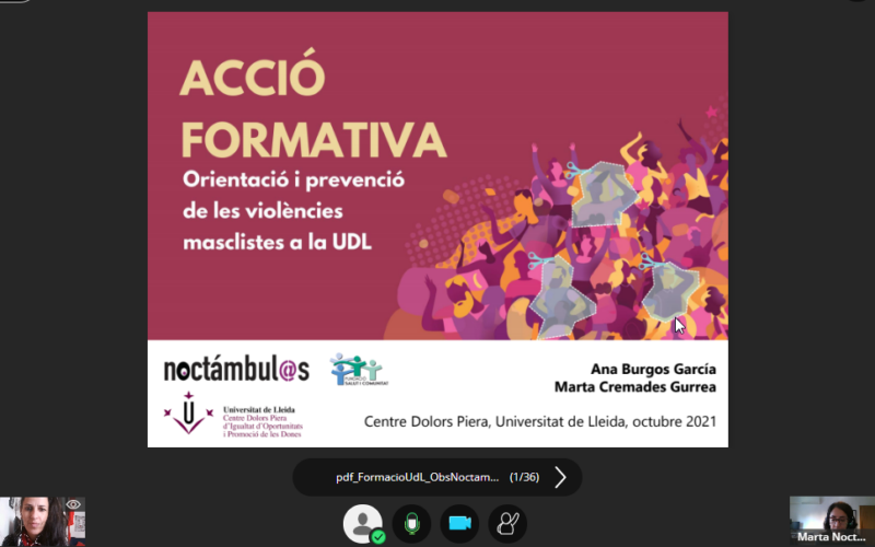 El Observatorio Noctámbul@s de FSC finaliza la formación sobre orientación y prevención de violencias machistas en la Universidad de Lleida