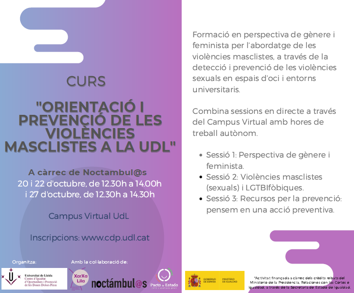 Orientació i prevenció de violències masclistes a la Universitat de Lleida // On Line