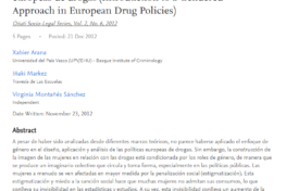 Arana, X., Markez, I., Montañés, V. : Introducción al enfoque de género en las políticas europeas de drogas