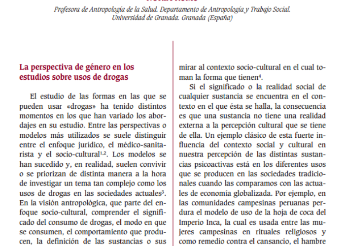 Romo, Nuria: Género y uso de drogas: La invisibilidad de la mujeres