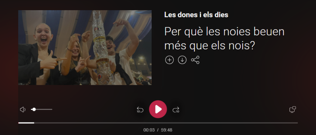 «Per què les noies beuen més que els nois?»: conversa a ‘Les dones i els dies’ (Catalunya Ràdio)